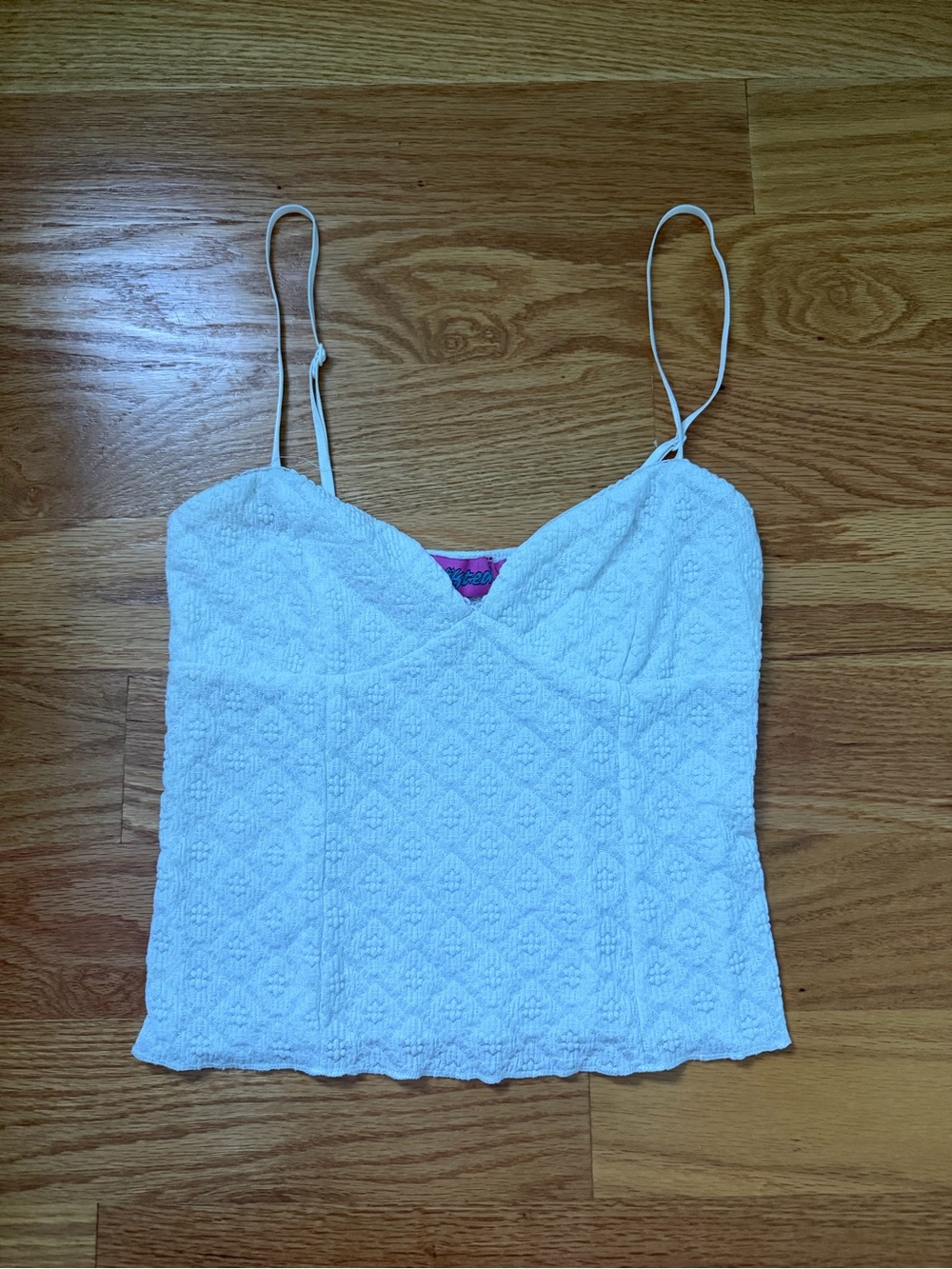 Edikted White Lace Camisole with Adjustable Spaghetti Straps